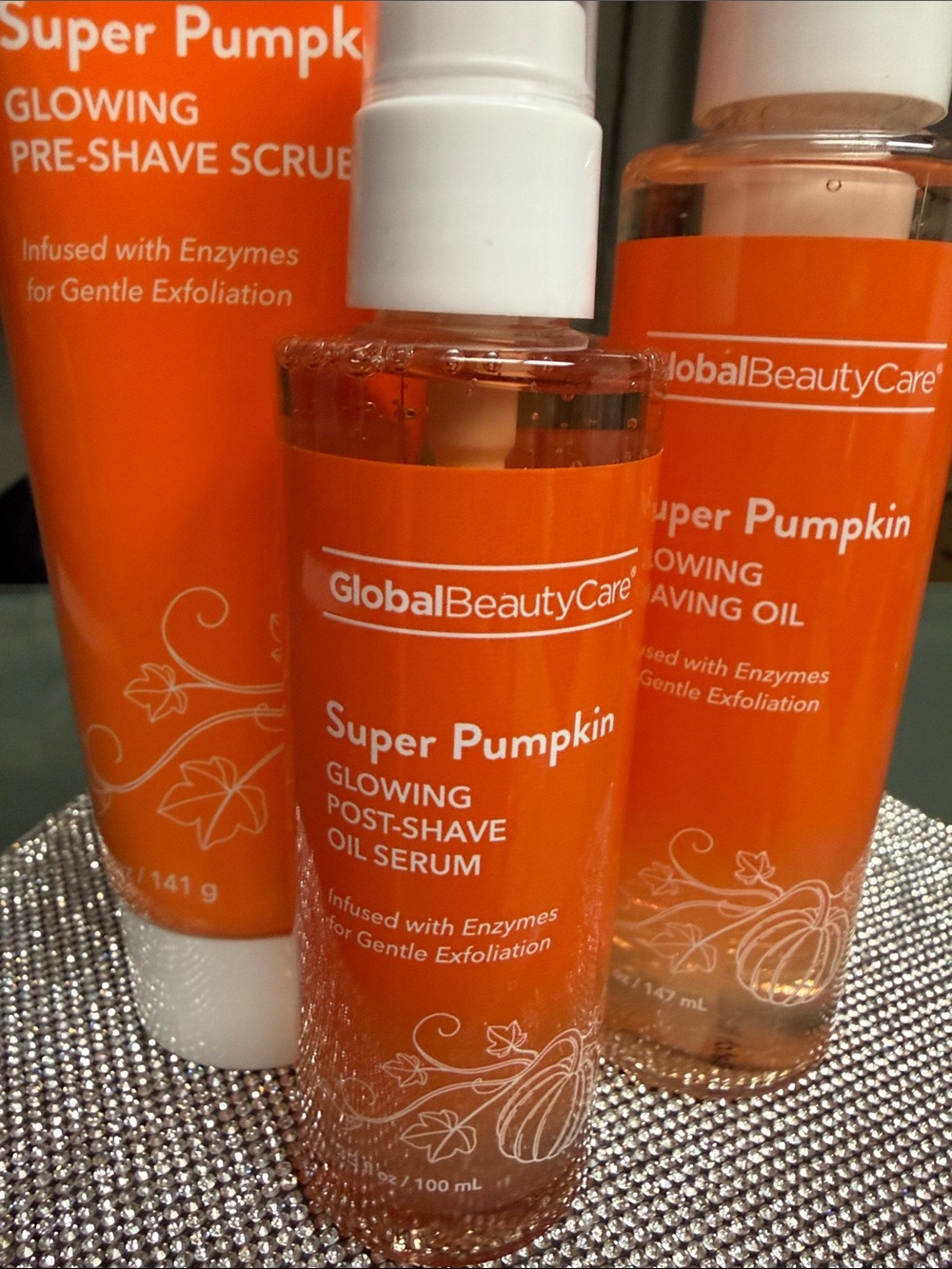 GlobalBeautyCare 3 piece set Super Pumpkin Glowing Shaving Oil - - Picture 2 of 2